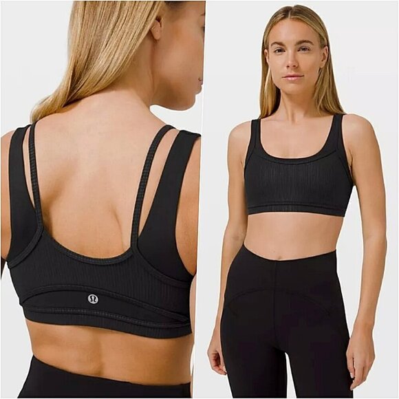 RARE Lululemon Run Layered Soft Sports Bra Black 4